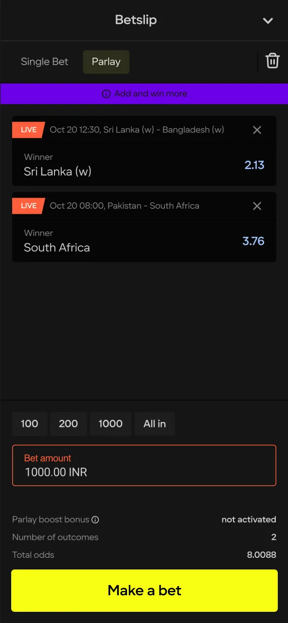Bet on Parimatch during live match breaks.