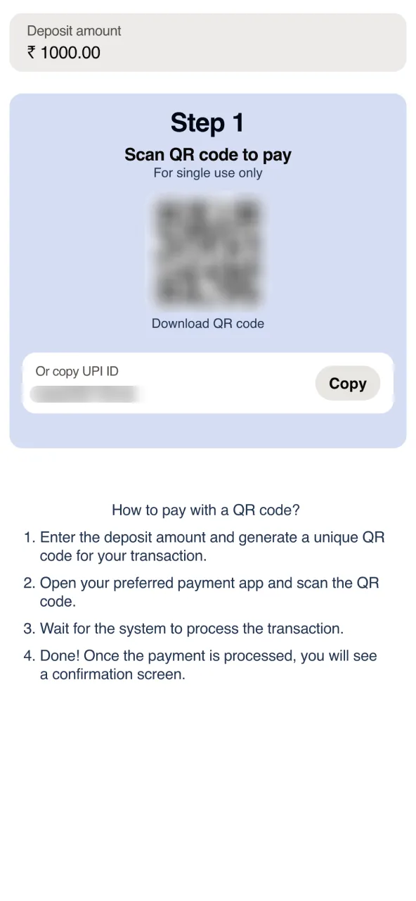 Confirm payment in your app for Parimatch deposit.