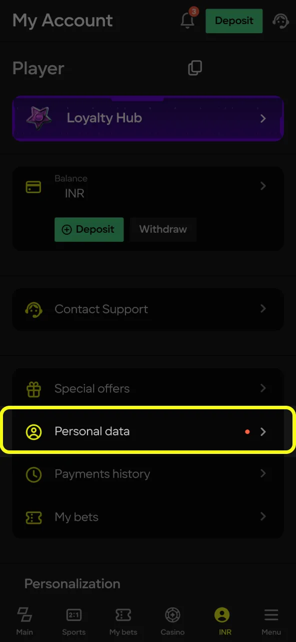 Verify KYC and deposit to Parimatch via UPI or wallet.