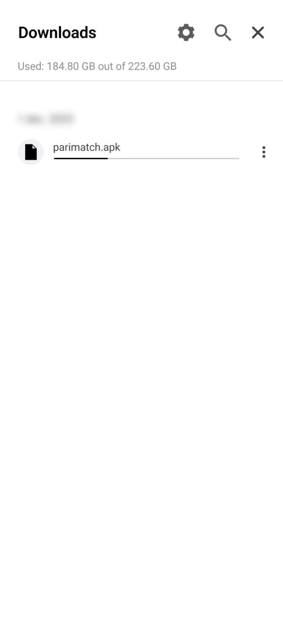 Complete the download process of the Parimatch apk file.