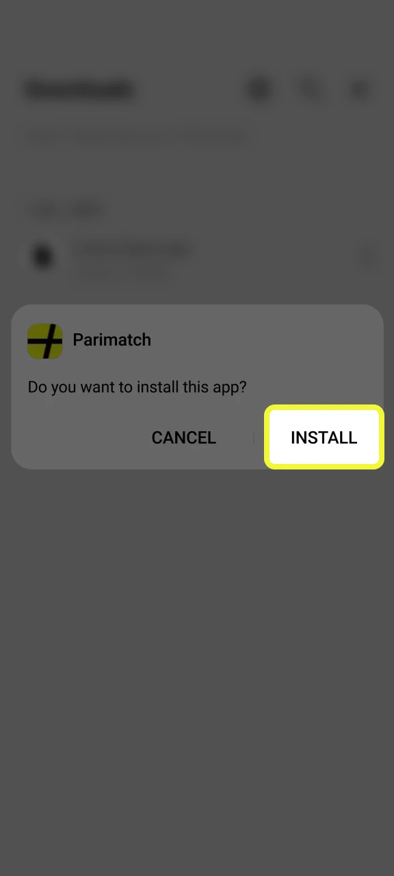 Tap Install to start Parimatch installation.