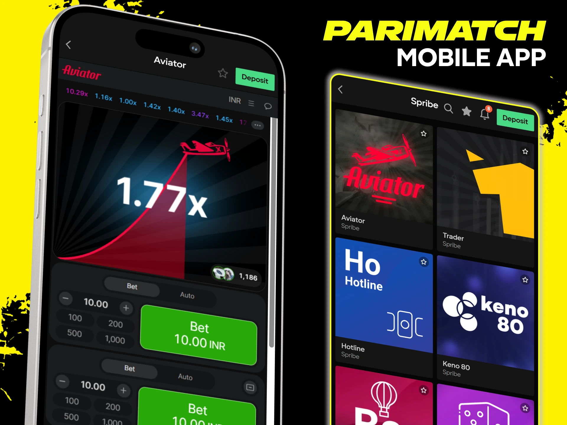 The Parimatch app is available on Android and iOS devices.