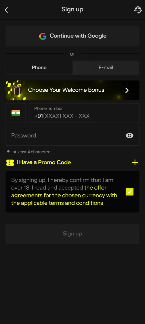 Register on the Parimatch website to start placing bets.