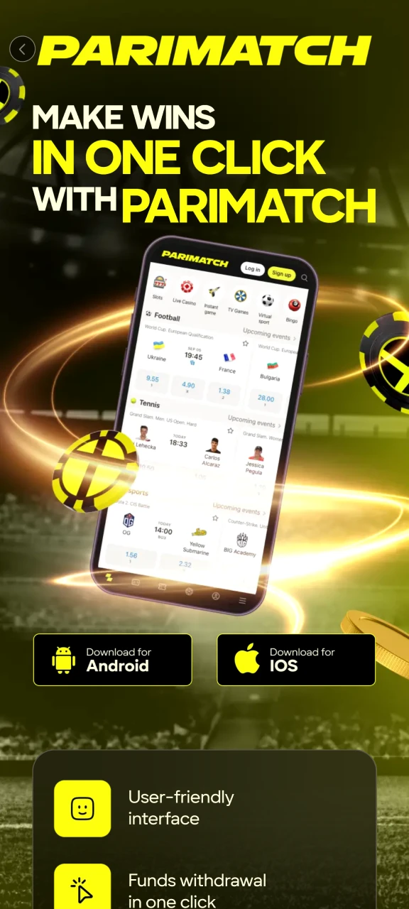 Open the Mobile Apps section on the Parimatch website.