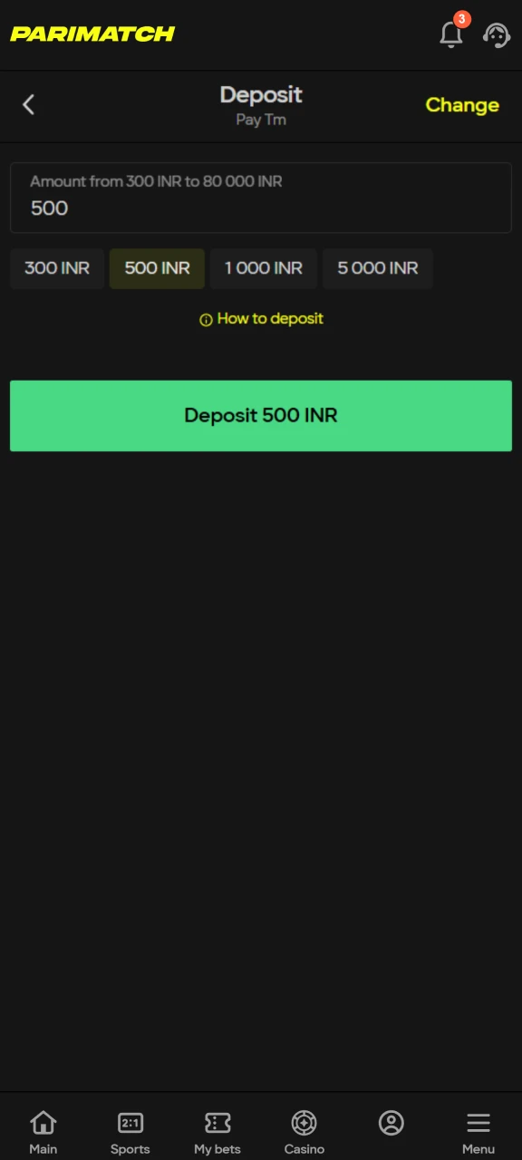 Top up your Parimatch account and start playing Poker.