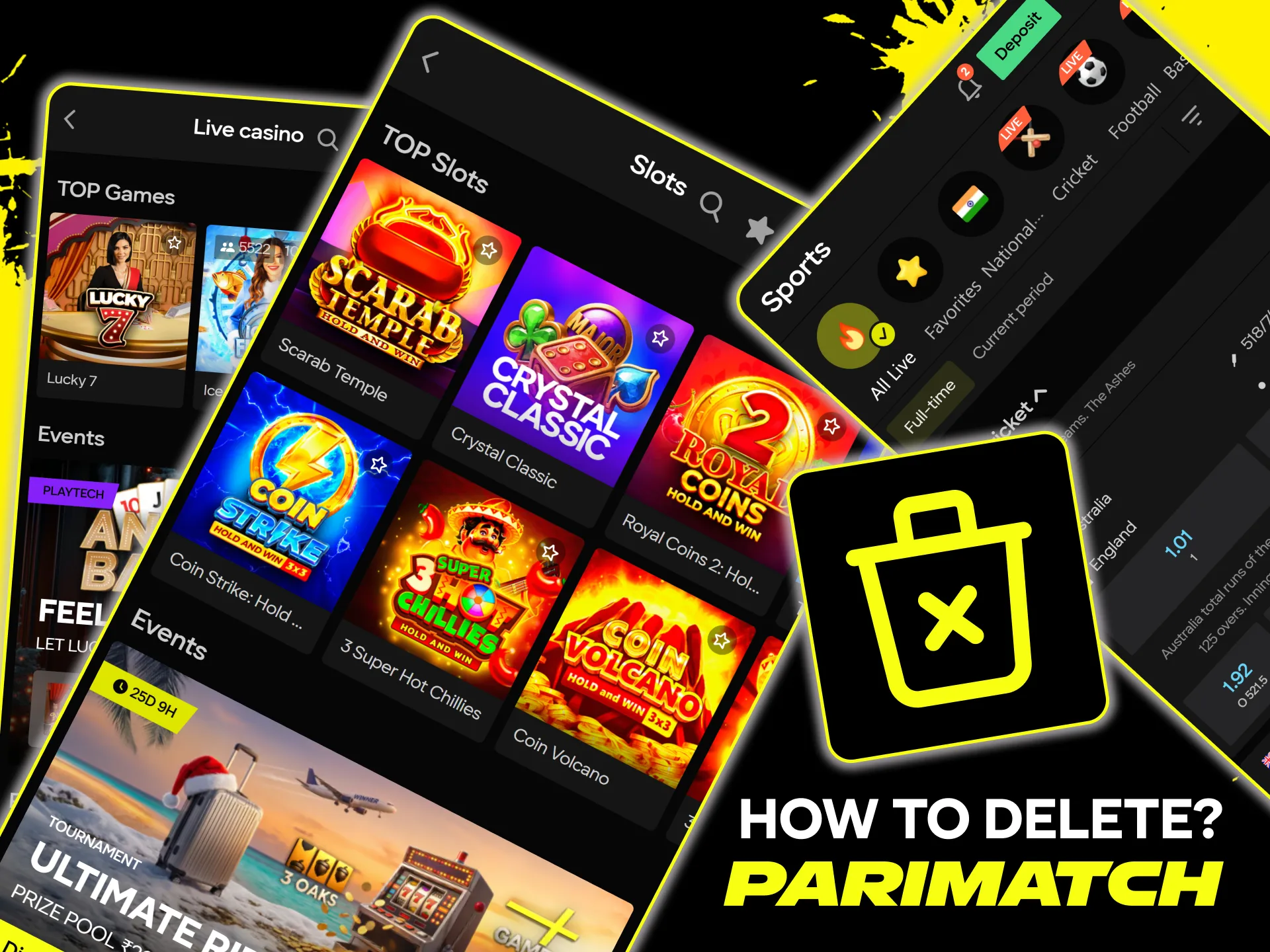 Follow the guide on how to delete Parimatch app from your device.