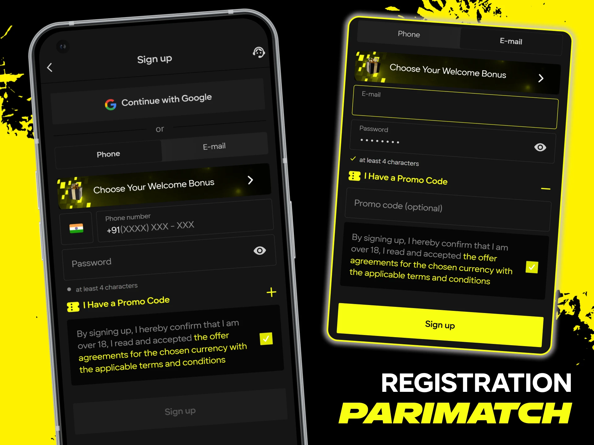 Start the registration process via app at Parimatch today.
