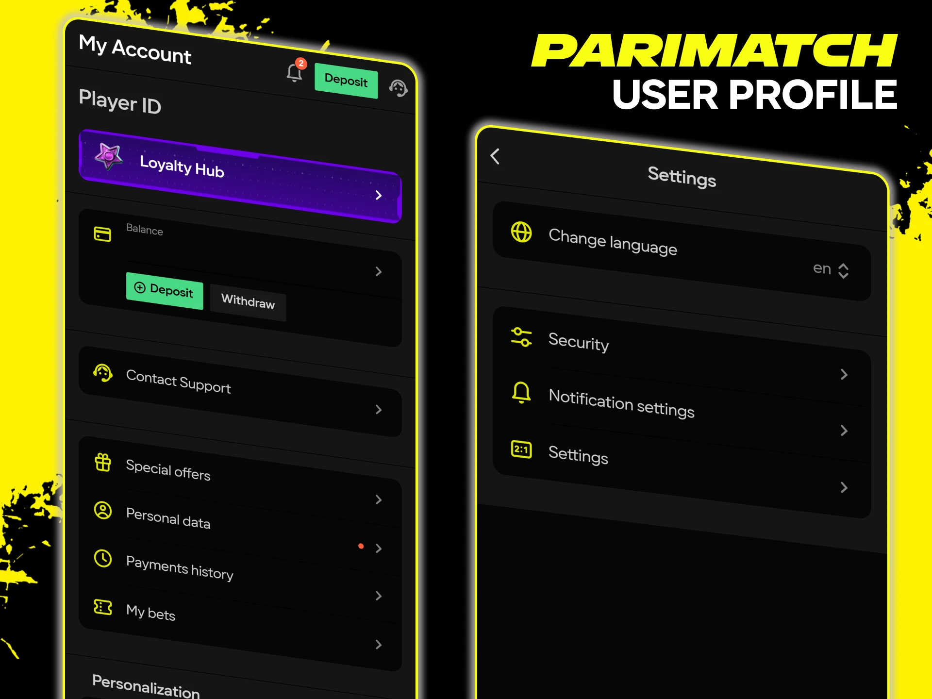 Personalize your account with user profile features on the official Parimatch app.