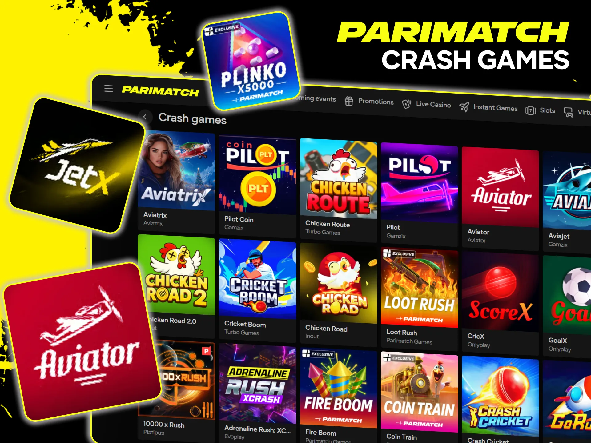 Try exciting Crash Games at the Parimatch online casino.