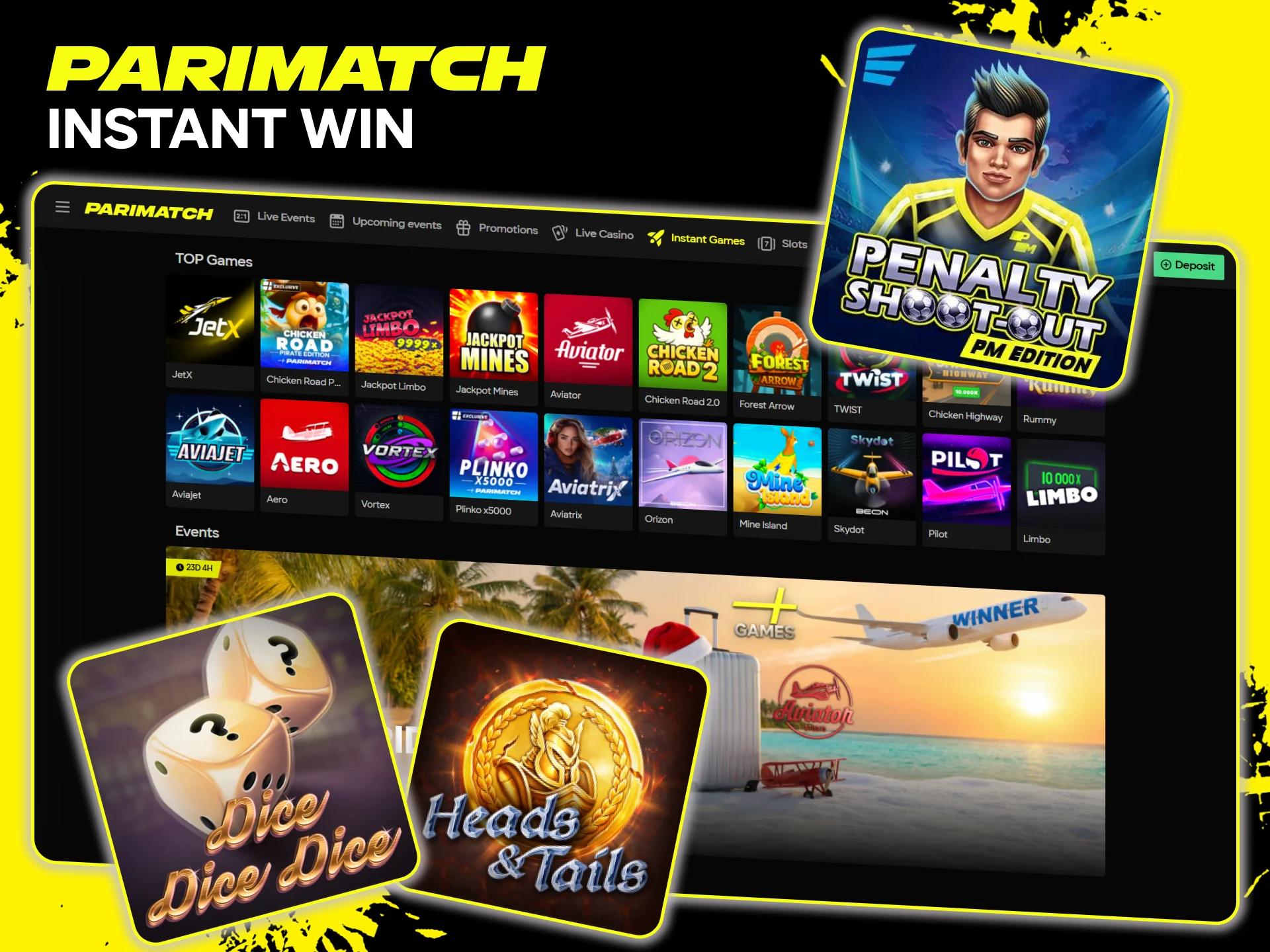 Get fast results with Instant Win games at Parimatch casino.