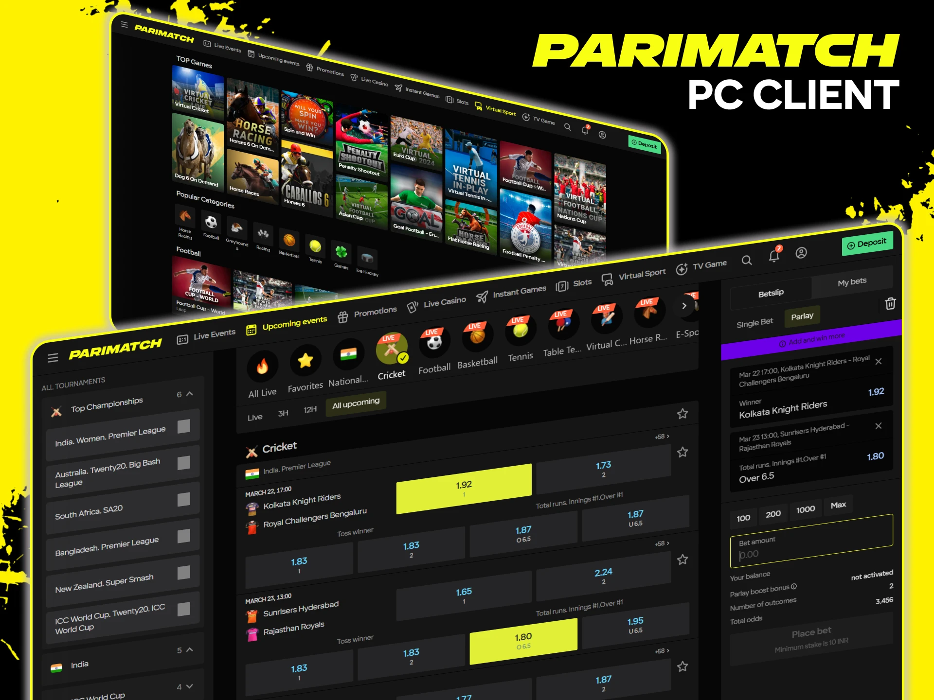 Download the PC Client for Windows and macOS to play at Parimatch.