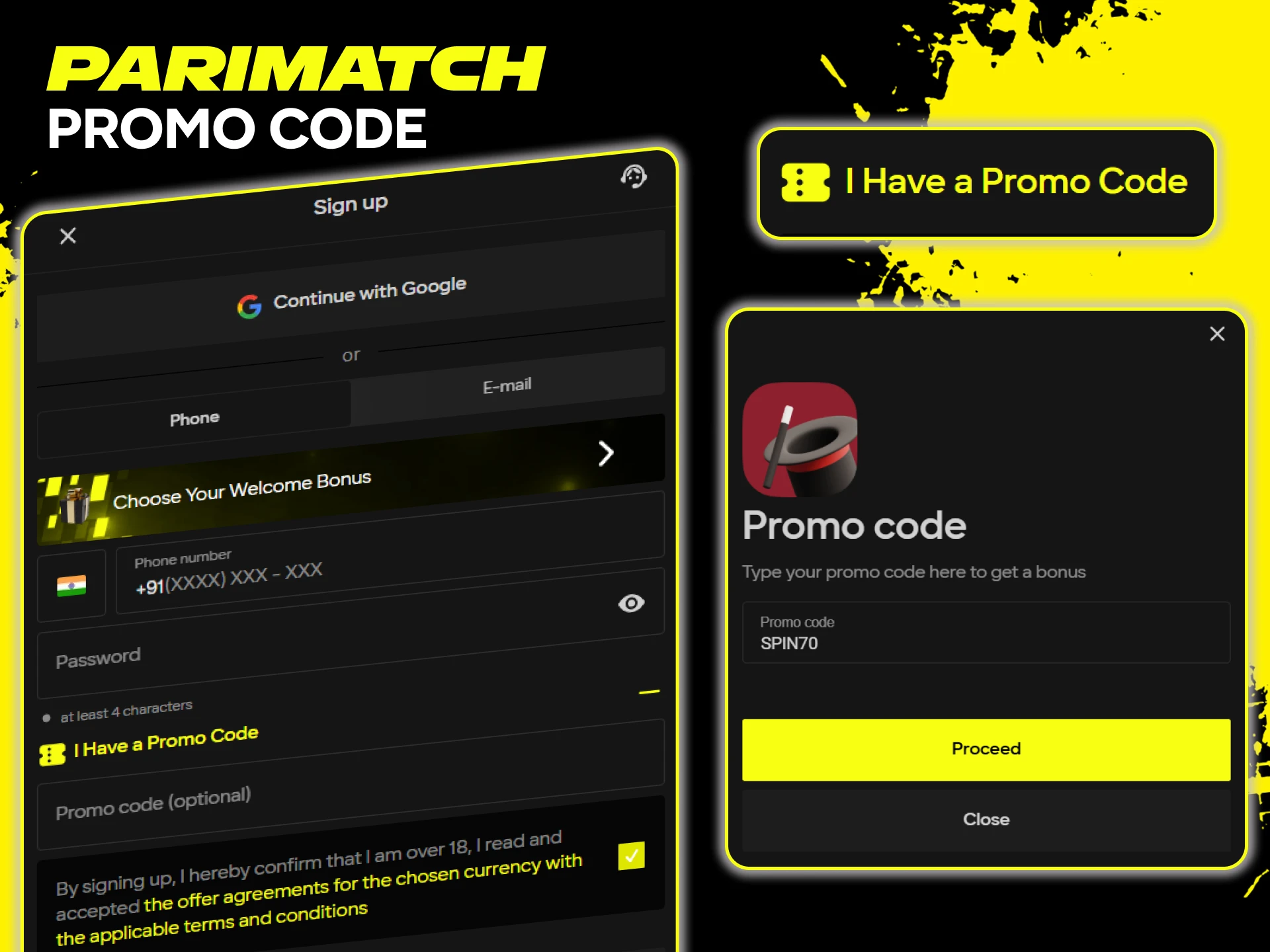 Enter the official Parimatch promo code to unlock special rewards.