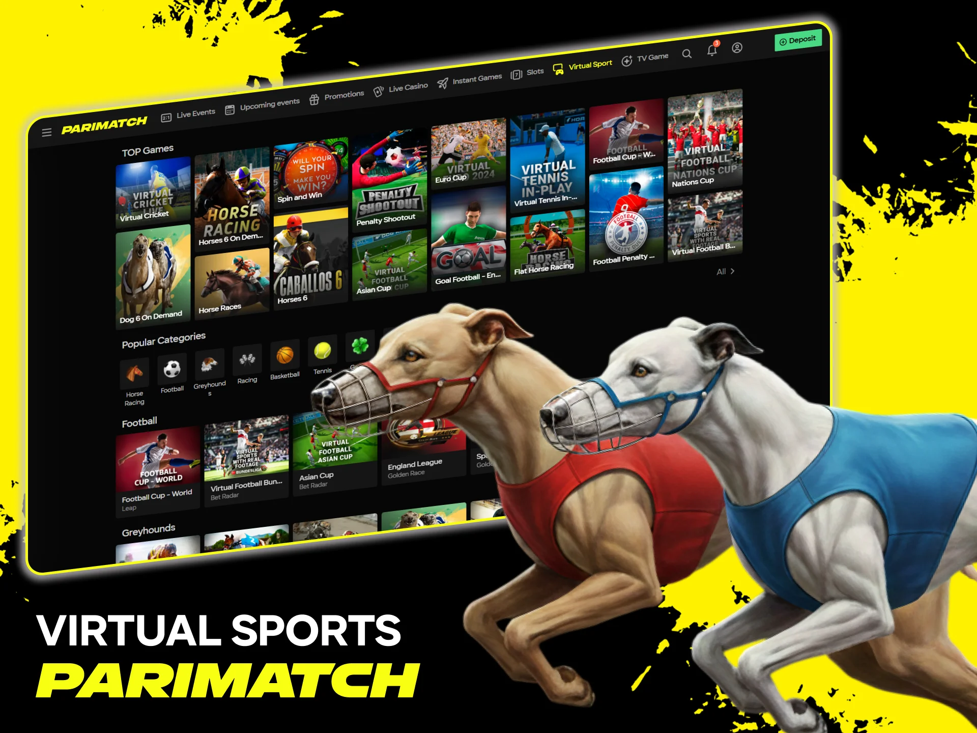 Try Virtual Sports betting for instant results on the Parimatch site.