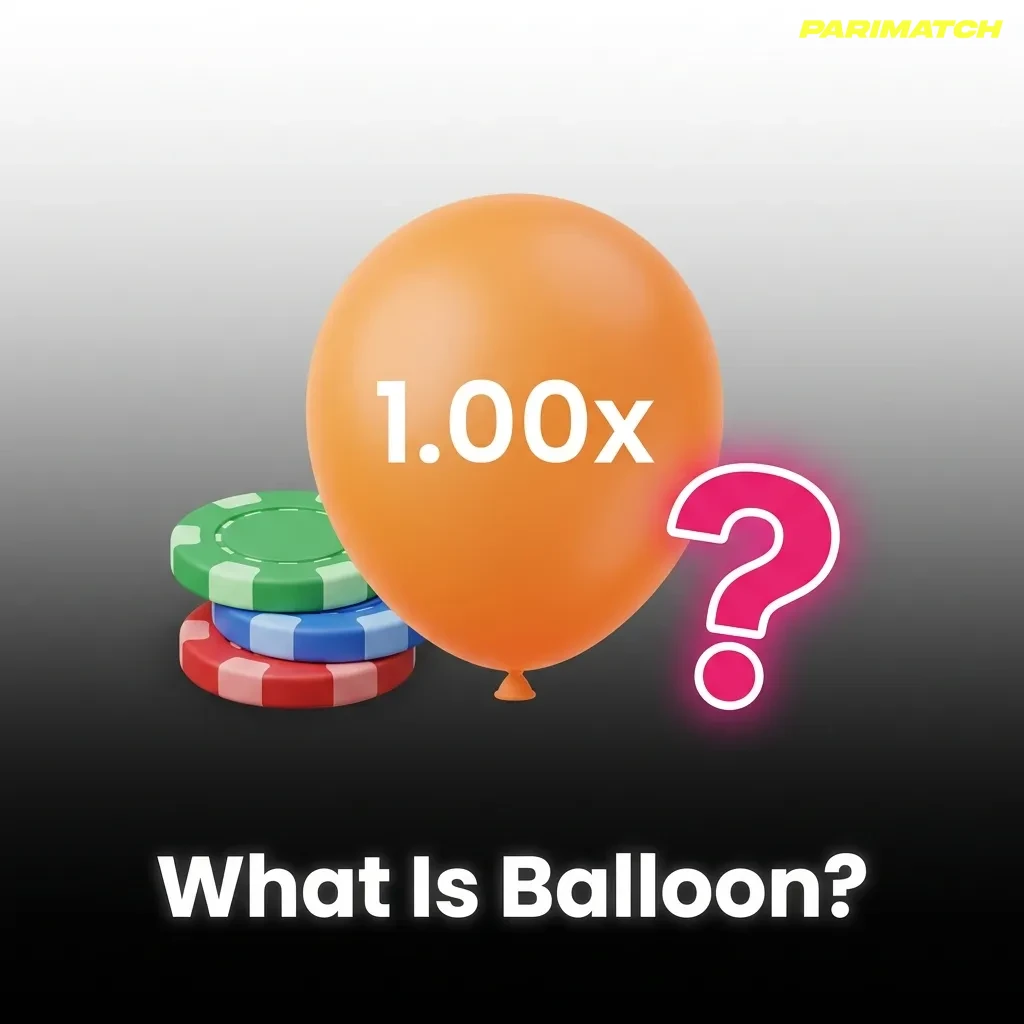 Balloon crash casino game on Parimatch with multiplier and cash-out button.