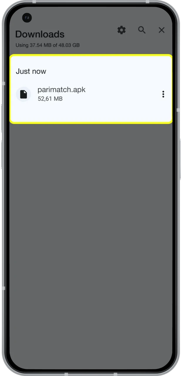 Save the Parimatch APK file on your device.